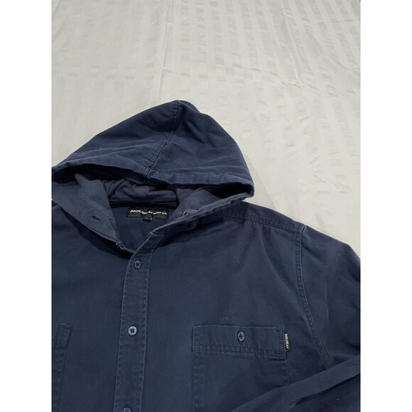 Molokai Surf Blue Hooded Long Sleeve Button Down Shirt Size XL Warm - Picture 3 of 8